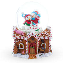 Load image into Gallery viewer, Gingerbread Cottage Snowmen Romance Musical Water Snow Globe