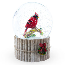 Load image into Gallery viewer, Red Cardinal on Birch Tree and Wreath Musical Water Globe