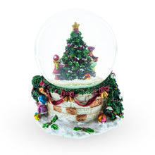Load image into Gallery viewer, Joyful Children Adorning Christmas Tree: Musical Water Snow Globe