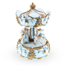 Load image into Gallery viewer, Santa's Reindeer Carousel: White Spinning Christmas Musical Box
