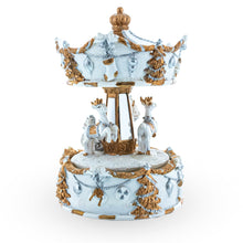 Load image into Gallery viewer, Santa's Reindeer Carousel: White Spinning Christmas Musical Box