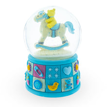Load image into Gallery viewer, Teddy Bear on Rocking Horse Baby Boy Musical Water Snow Globe