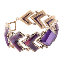 Load image into Gallery viewer, Pointedly Purple Turquoise Golden Link Bracelet