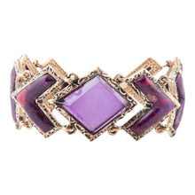 Load image into Gallery viewer, Pointedly Purple Turquoise Golden Link Bracelet