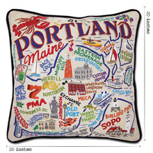 Load image into Gallery viewer, Portland, ME Hand-Embroidered Pillow by CatStudio