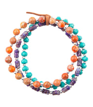 Load image into Gallery viewer, Prescott Blue Magnesite Purple and Orange Bracelet Set