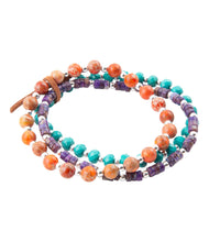 Load image into Gallery viewer, Prescott Blue Magnesite Purple and Orange Bracelet Set