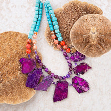 Load image into Gallery viewer, Prescott Blue Magnesite Purple and Orange Statement Necklace