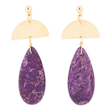 Load image into Gallery viewer, Prescott Purple Jasper Golden Drop Earrings