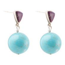 Load image into Gallery viewer, Prescott Purple Turquoise Sterling Silver Drop Earrings