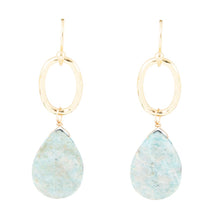 Load image into Gallery viewer, Pretty Drops of Blue Amazonite Golden Drop Earrings