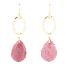 Load image into Gallery viewer, Pretty Drops of Pink Rhodonite Golden Drop Earrings