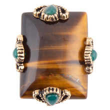 Load image into Gallery viewer, Prismatic Brown Tiger's Eye Statement Golden Ring