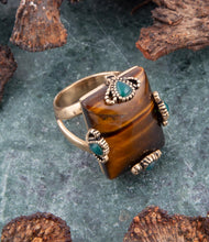 Load image into Gallery viewer, Prismatic Brown Tiger's Eye Statement Golden Ring