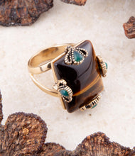 Load image into Gallery viewer, Prismatic Brown Tiger's Eye Statement Golden Ring