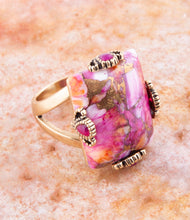 Load image into Gallery viewer, Prismatic Pink Spiny Oyster Matrix Statement Ring
