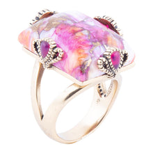 Load image into Gallery viewer, Prismatic Pink Spiny Oyster Matrix Statement Ring