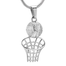 Load image into Gallery viewer, Basketball &amp; Net Cremation Urn Necklace