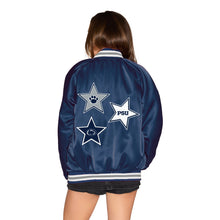 Load image into Gallery viewer, Penn State Satin Letterman Bomber Jacket