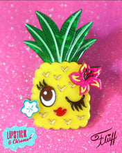 Load image into Gallery viewer, Pucker Up Pineapple Brooch by Miss Fluff x Lipstick &amp; Chrome