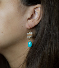 Load image into Gallery viewer, Pueblo Blue Magnesite and Mixed Metal Drop Earrings