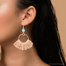 Load image into Gallery viewer, Pueblo Blue Magnesite Golden Fringe Earrings