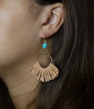 Load image into Gallery viewer, Pueblo Blue Magnesite Golden Fringe Earrings
