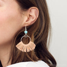 Load image into Gallery viewer, Pueblo Blue Magnesite Golden Fringe Earrings