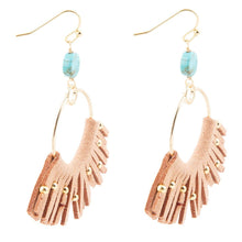 Load image into Gallery viewer, Pueblo Blue Magnesite Golden Fringe Earrings