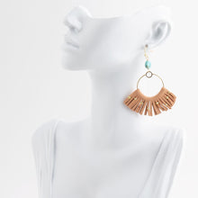 Load image into Gallery viewer, Pueblo Blue Magnesite Golden Fringe Earrings