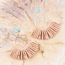 Load image into Gallery viewer, Pueblo Blue Magnesite Golden Fringe Earrings