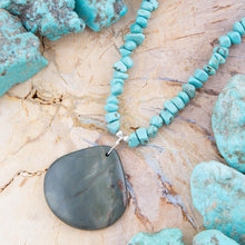Load image into Gallery viewer, Pueblo Blue Turquoise Magnesite and Jasper Sterling Silver Necklace