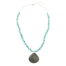 Load image into Gallery viewer, Pueblo Blue Turquoise Magnesite and Jasper Sterling Silver Necklace