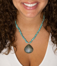 Load image into Gallery viewer, Pueblo Blue Turquoise Magnesite and Jasper Sterling Silver Necklace