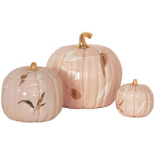 Load image into Gallery viewer, Layered Leaves Pumpkin Jars with 22K Gold Accents in Blush