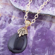 Load image into Gallery viewer, Purple Quartz Teardrop Golden Pendant Necklace