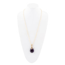 Load image into Gallery viewer, Purple Quartz Teardrop Golden Pendant Necklace
