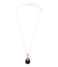 Load image into Gallery viewer, Purple Quartz Teardrop Golden Pendant Necklace