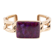 Load image into Gallery viewer, Purple Turquoise Golden Cuff Bracelet