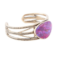 Load image into Gallery viewer, Purple Turquoise Golden Roped Cuff Bracelet