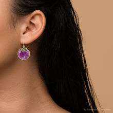 Load image into Gallery viewer, Purple Turquoise Circle Golden Drop Earrings