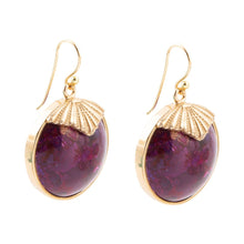 Load image into Gallery viewer, Purple Turquoise Circle Golden Drop Earrings