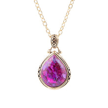 Load image into Gallery viewer, Purple Turquoise Teardrop Golden Pendant Necklace