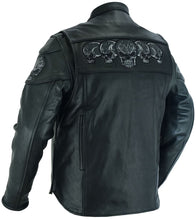 Load image into Gallery viewer, Men's Black Reflective Skulls Scooter Jacket