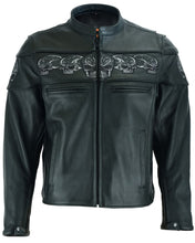 Load image into Gallery viewer, Men's Black Reflective Skulls Scooter Jacket
