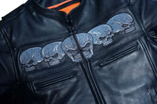 Load image into Gallery viewer, Men's Black Reflective Skulls Scooter Jacket