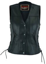 Load image into Gallery viewer, Ella Women's leather motorcycle vest -  Black