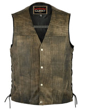 Load image into Gallery viewer, Antique Charm Men's Antique Brown Leather Motorcycle Vest