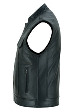 Load image into Gallery viewer, Private Men's Black Leather Motorcycle Vest