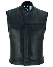 Load image into Gallery viewer, Private Men's Black Leather Motorcycle Vest
